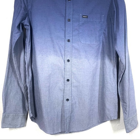 RVCA Blue Ombre Long Sleeve Chambray Button Down Shirt‎ - Picture 3 of 9